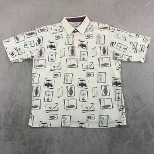 Vintage 80s Palmland Club Golf‎ All Over Print Polo Shirt In Multi Men XL